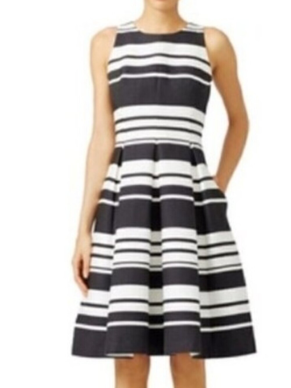 Kate Spade Women's Cape Stripe Cocktail Dress Black White Stripe Size 0